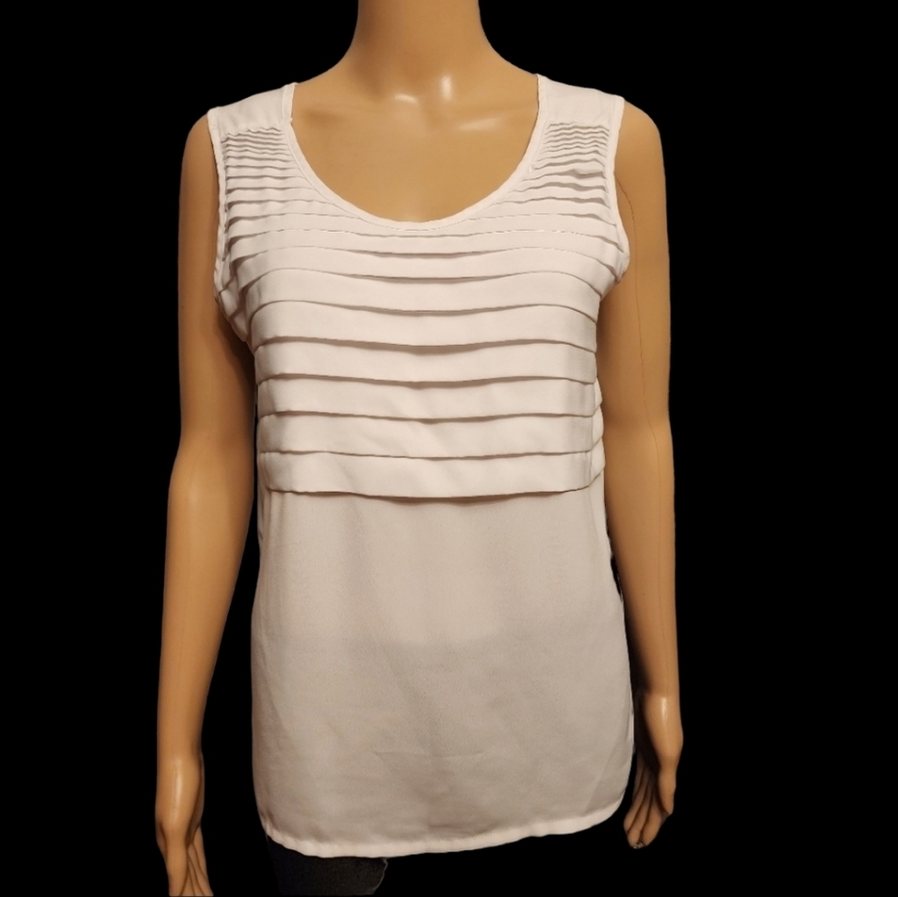 Gantos Vintage White Sleeveless Blouse Size S
